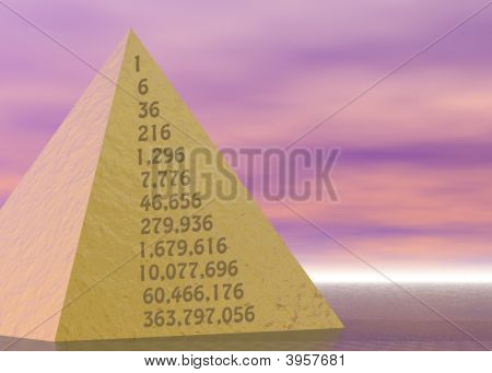 Zlatá pyramida na růžová fialová