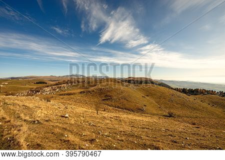 Lessinia Plateau (altopiano Della Lessinia) And The Carega Mountain View From The Peak Of Corno D'aq