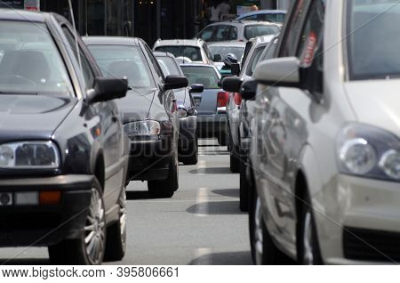 Traffic Jam And Waiting In The Car In The City