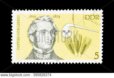 East Germany - Circa 1978 : Cancelled Postage Stamp Printed By East Germany, That Shows Chemists Jus
