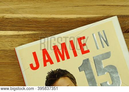 Zaandam, The Netherlands - November 21, 2020: Part Of Jamie Oliver In 15 Minutes Book Cover On A Woo