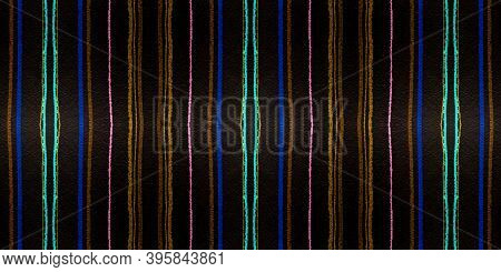 Seamless Pen Drawn Stripes. Colorful Simple Lines Wallpaper. Grunge Ethnic Texture. Black Handmade S