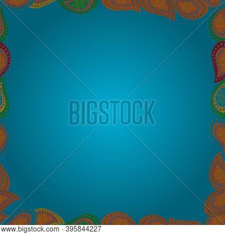 Seamless. Vector Illustration. Element Template. Picture In Blue, Green And Orange Colors. Frame Doo