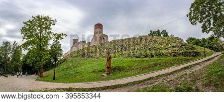 Checiny, Poland - September 06, 2020: Medieval Stone Fortress In Swietokrzyskie Mountains.