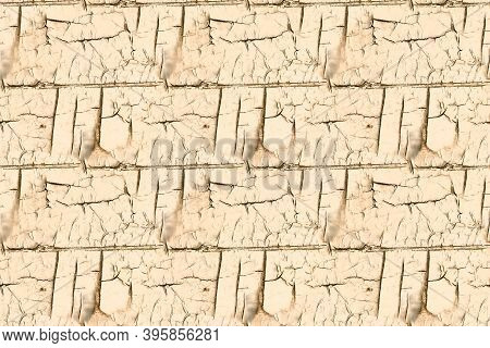 Material Texture. Brown Painted Cracked Pattern. Antique Rough Stencil. Distress Wood Illustration. 