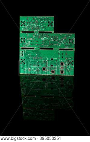 Printed Circuit Boards Pcb For Electronics Product Isolated On The Black Background