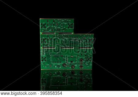 Printed Circuit Boards Pcb For Electronics Product Isolated On The Black Background