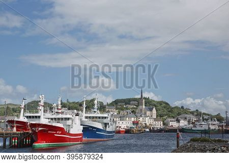 St. Mary's Church And Port Of Killybegs In County Donegal, Ireland's Largest Fishing Port