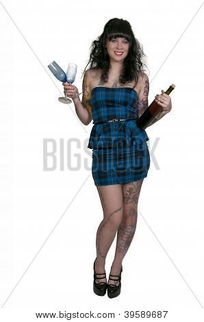 Frau mit Wein