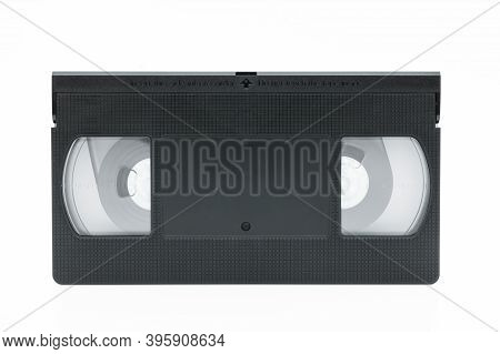 Front View Of Vhs Video Tape Cassette Isolated On White Background.