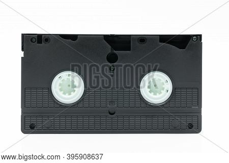 Back View Of Vhs Video Tape Cassette Isolated On White Background.