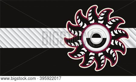 Image Of A Round Shape, Abstract Flower Icon Wallpaper In Black And White Color.