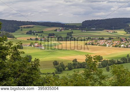 Sunny Aerial Scenery Around Falkenstein Castle In The Bavarian Forest At Summer Time