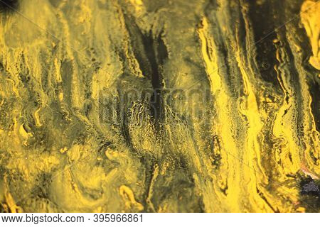 Black And Yellow Pigments Difusion Into Each Other Abstract Colorful Vivid Background