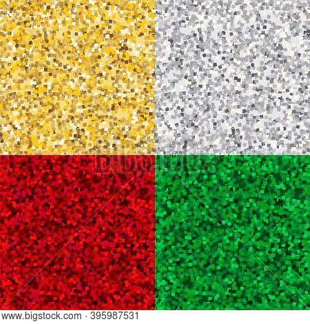Golden, Silver, Ryby And Emerald Shiny Glossy Texture. Backgroun