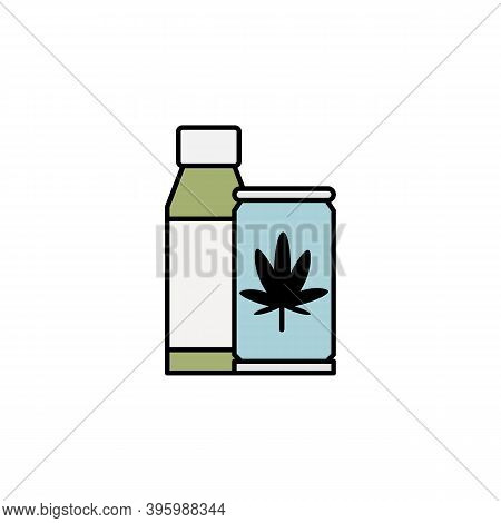 Drink, Marijuana Outline Icon. Can Be Used For Web, Logo, Mobile App, Ui, Ux On White Background