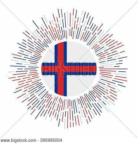 Faroes Sign. Country Flag With Colorful Rays. Radiant Sunburst With Faroes Flag. Vector Illustration