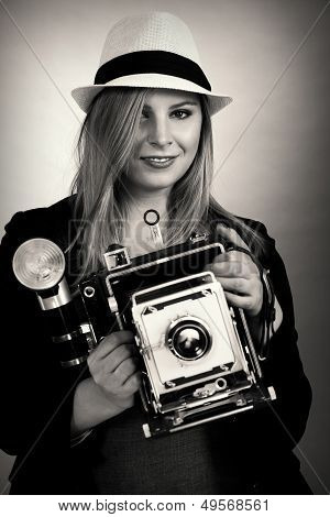 Beautiful Female Retro Photographer
