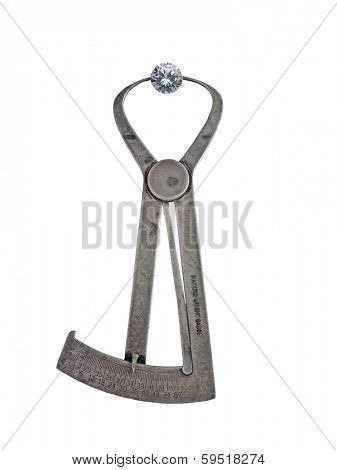 gem diamond in moe gauge measuring weight, clipping path