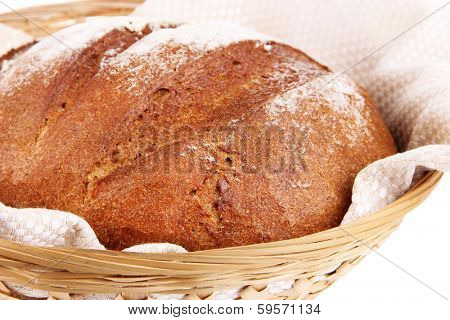Rye bread in basket close up