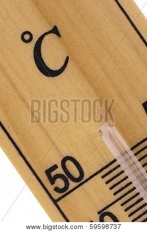 Oblique Close Up Of Thermometer In Celcius Scale