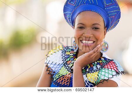 close up portrait of cute south african woman outdoors