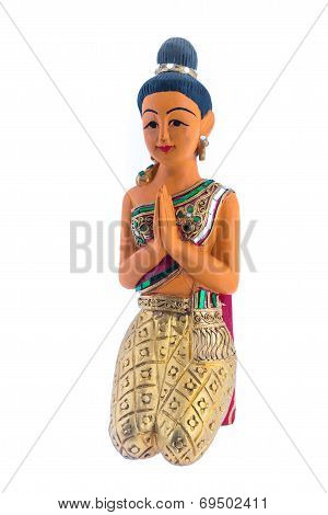 Thai Woman Sculpture Paying Respect, Thai Call 
