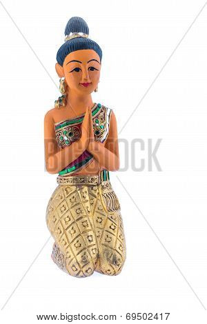 Thai Woman Sculpture Paying Respect, Thai Call 