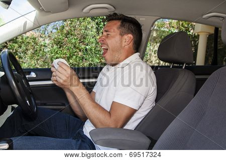 Man Sneezing In Car