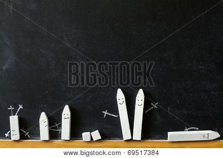 Blackboard and chalk back to school abstract background