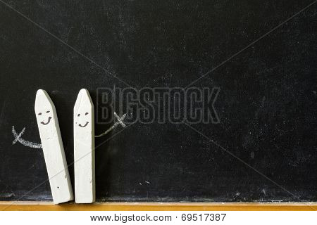 Blackboard and chalk back to school abstract background