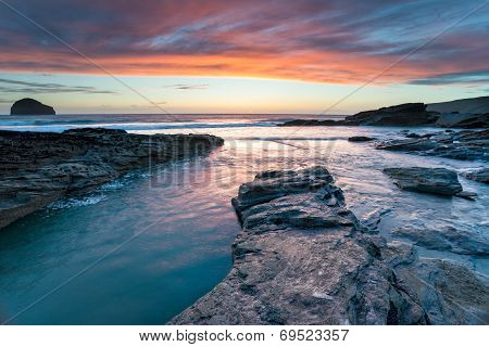 The Beach At Trebarwith In Cornwall