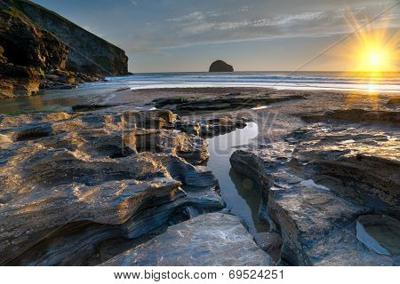 The Beach At Trebarwith In Cornwall