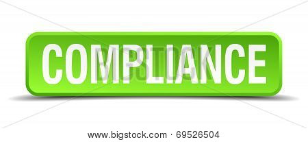 Compliance Green 3D Realistic Square Isolated Button