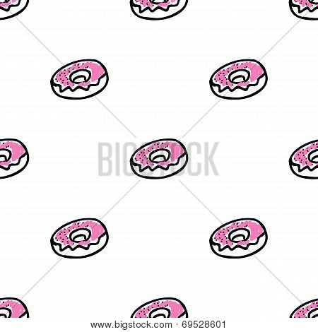 Seamless pattern with doodle doughnuts