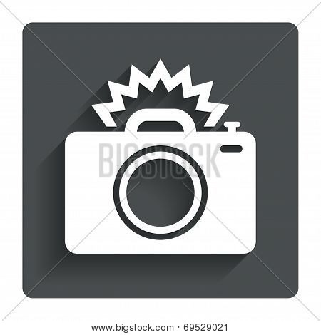 Photo camera sign icon. Photo flash symbol.