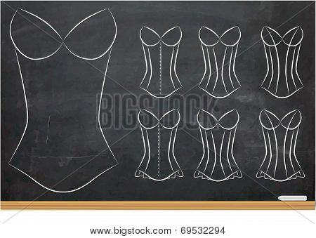 Illustration Of Blank Oultines Of Corsets With Different Styles
