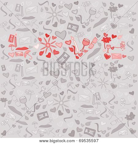 Love Vector Postcard Made In Doodle Style