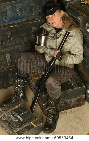 Armed combat female soldier