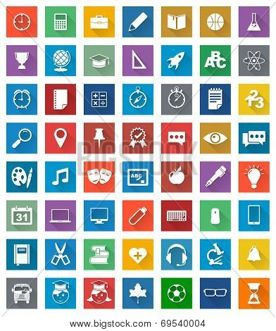 School Icons Flat Design Vector Set