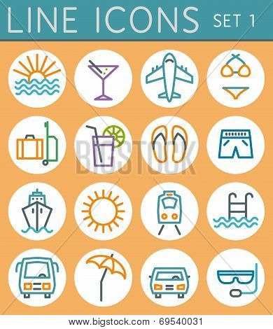 Travel Line Icons Set. Vector Web Design Elements