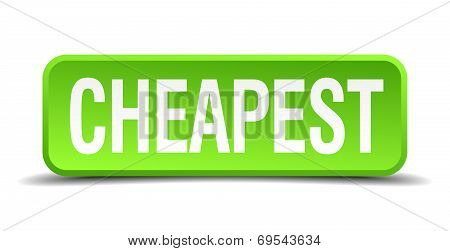 Cheapest Green 3D Realistic Square Isolated Button