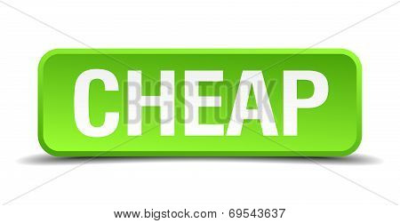 Cheap Green 3D Realistic Square Isolated Button
