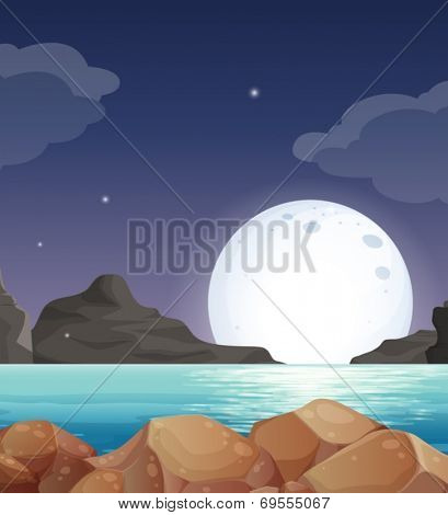 Illustration of a moon setting
