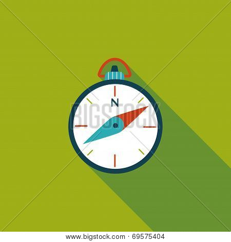 Compass Flat Icon With Long Shadow