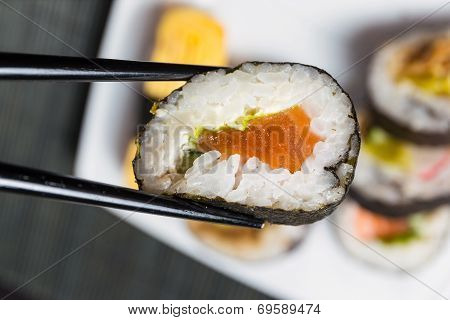 Close Up Of Sushi, Japanese Seafood