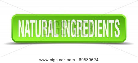 Natural Ingredients Green 3D Realistic Square Isolated Button