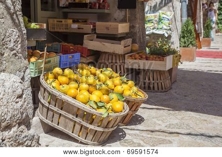 Boxes Of Lemons In A Fruit Shop