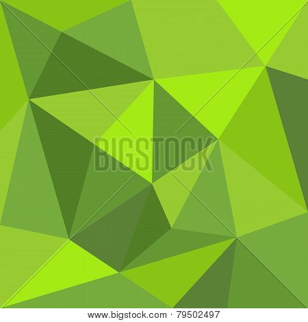Green triangle vector background or pattern. Flat spring or summer surface wrapping geometric mosaic