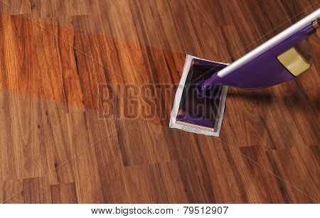 Modern mop for cleaning wooden floor from dust